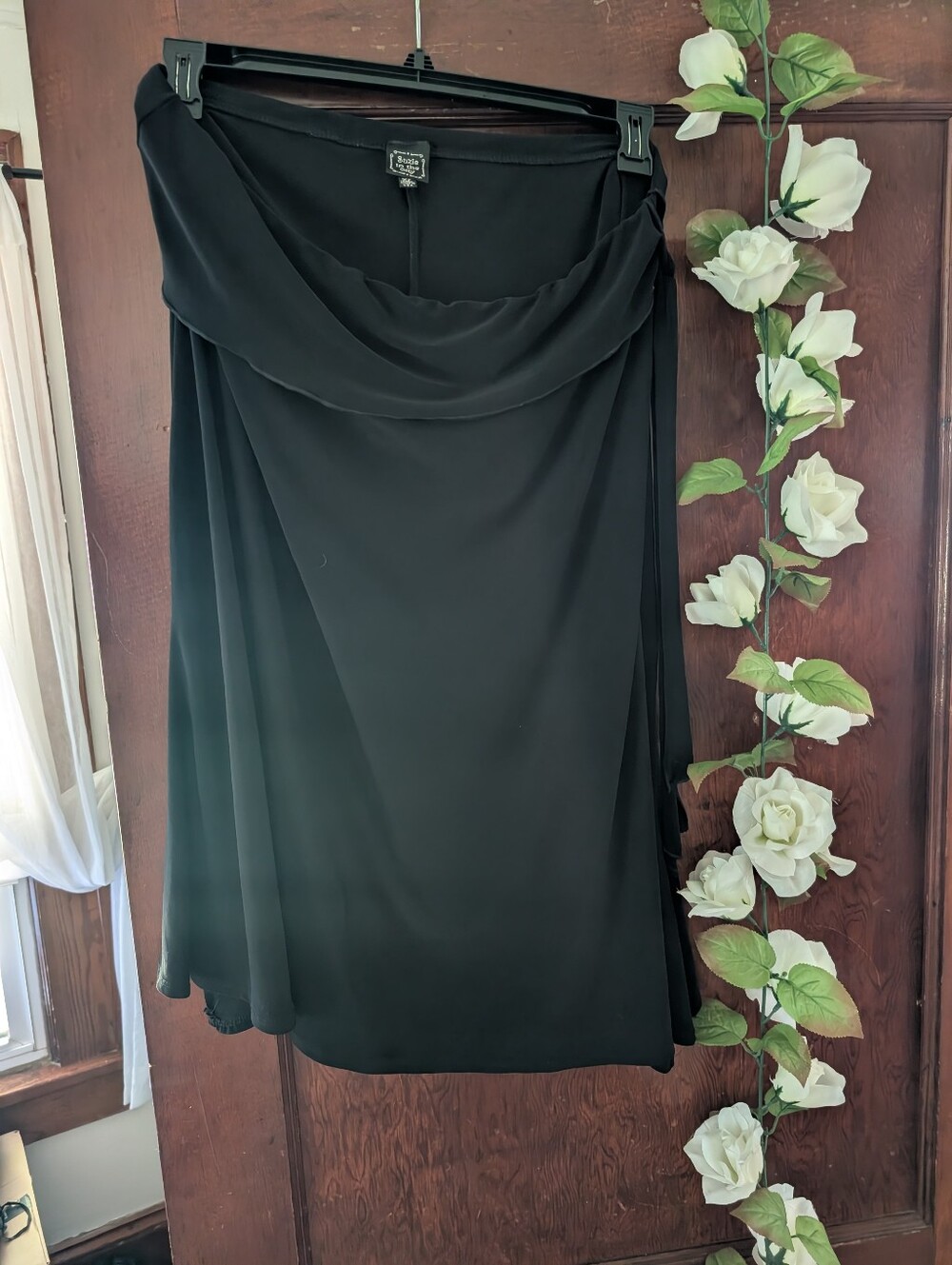 Suzie In The City Black Draped A-Line Skirt XL